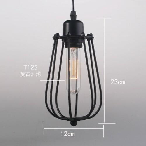 American Vintage Iron Pendant Light E27 Tungsten Bulb T125 AC220V Industrial Hanging Lamp Illumination Light Fixture Lustre