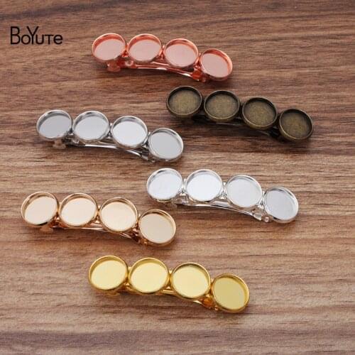 BoYuTe (10 Pieces/Lot) Fit 12MM Cabochon 60*14MM Metal Hair Clip Blank Tray Base Vintage Diy Hand Made Jewelry Accessories