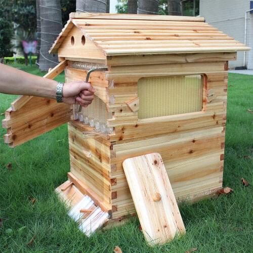 Wooden Bees Box Beekeeping Equipment Automatic Wooden Bee Nest Honey Beekeeping Beekeeper Tool with 7pcs Nest Germany Deliver