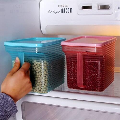 Eco Plastic Food Storage Box Cabinets Refrigerator Creative Stackable Single Handle Kitchen Plastic Storage Tank Storage Box