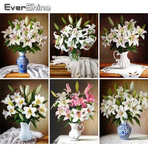 Evershine 5D Diamond Painting Flowers Picture Of Rhinestones Diamond Embroidery Lily Mosaic Art Set Cross Stitch Decor For Home
