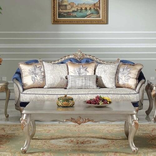 French luxury living room sofa blue fabric combination sofa