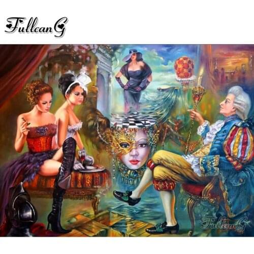 FULLCANG Noble woman 5d diy diamond painting full square round drill rhinestone embroidery kits Fantasy man decoration FG0008