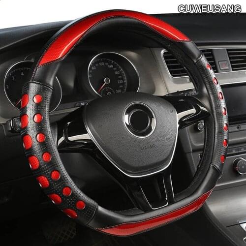 CUWEUSANG Carbon Fiber Leather Car Steering Wheel Cover For Chevrolet Cruze Captiva Lacetti Aveo Niva Spark Sonic Trax Camaro