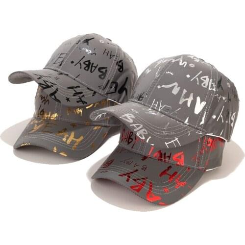 Reflective Letters Mens Baseball Cap Fashion Hip-hop Youth Street Hat Summer Female Sun Hat