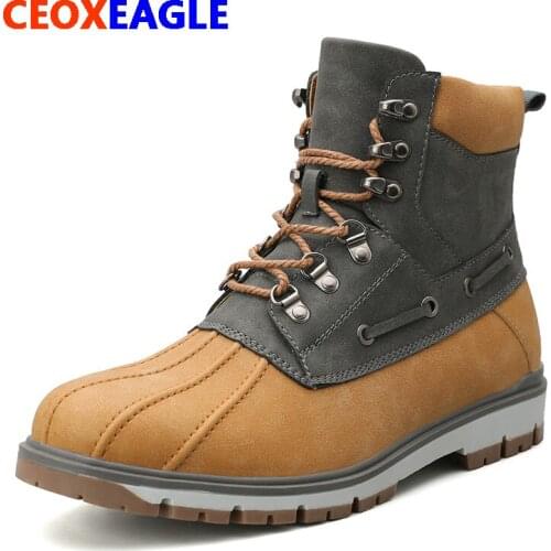 Men Winter Boots Mens Lace-up Waterproof Shoes Comfort Autumn Men Shoes Men Snow Boots Mens Plush Warm Boot Hiking Botas Hombre