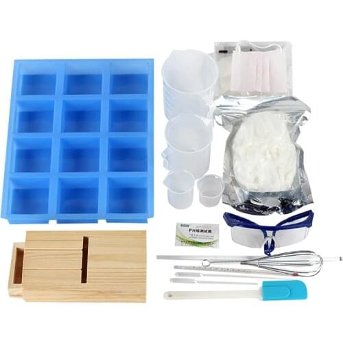 Comprehensive Soap Making Tools Set Handmade 12-Cavity Silicone Mold Planer Wood Box and Many More