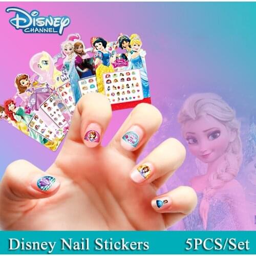 5 pcs Disney Frozen 2 Elsa Anna Sofia Princess Minnie Makeup Toy Nail Stickers Toy Girl Pony Sticker Toys For Kids Brithday Gift