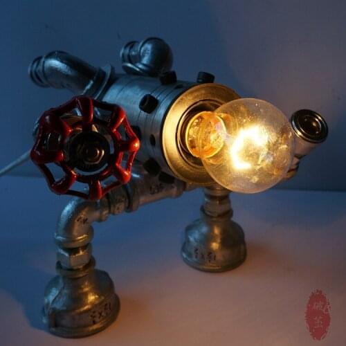 Novelty Water Pipe Robot Birthday Gift Table Lamp Restaurant Cafe Bar Table Lamp