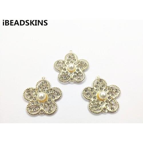 New arrival! 37x35mm Rhinestone Flower shape charm/Connectors for Necklace,Earrings parts, Accessories,hand Made Jewelry DIY