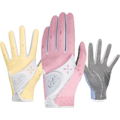 PGM 1Pair Women Leather Golf Gloves Left Right Hand Sweat Absorbent Sports Gloves Ladies Anti-slip Golf Mittens