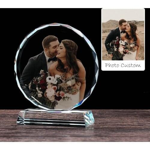 Personalized Round Shape Crystal Photo Album Customized Picture Frame Figurines Mother Father Lover Friends Gifts Home Decor