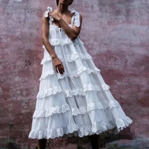 Dress Women Boho Summer Dress Sleeveless Elegant Dresses Woman Party Night Loose Casual Stacked ruffled Party Dress Vestidos New