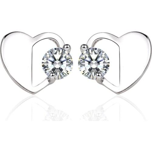 Crystal Zircon Heart Stud Earrings 925 Sterling Silver Earrings For Women Earing Jewelry Korean Earings Fashion Earring F2434