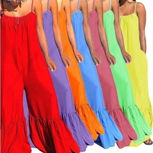 Sexy Strapless Jumpsuit Women Off Shoulder Plus Size 5XL Wide Leg Long Playsuit Backless Loose Beach Holiday Rompers Outfits