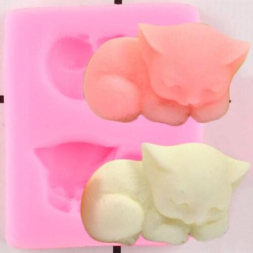 Cat Silicone Mold Polymer Clay Resin Molds Candy Chocolate Gumpaste Moulds DIY Party Cupcake Topper Fondant Cake Decorating Tool