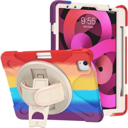 Silicon Case For Apple iPad Air 4 10.9 inch 2020 Rugged Cover Build-in Stand Pencil Holder handle Shoulder Strap tablet