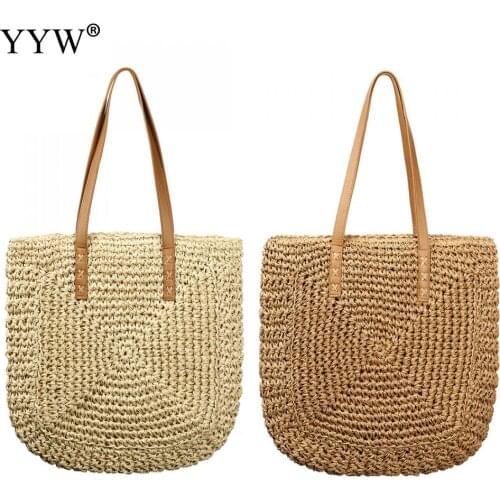 Straw Beach Bags Luxury Brand Shoulders Straw Basket Large Wrapped Beach Bag with Leather Handle Straw Bag Clutch Handbags Totes