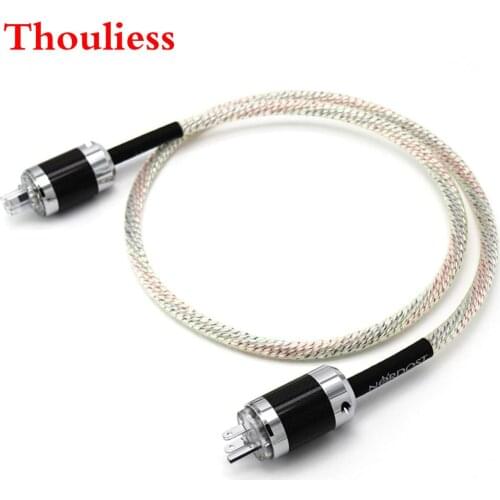 Thouliess HIFI 9 cores 16AWG NORDOST Valhalla 7N silver Plated OCC Power Cable Hi-End Carbon Fiber US/EU/AU Version Power Plug