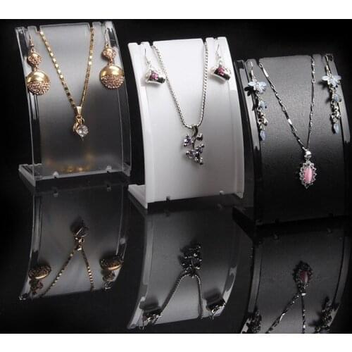 TONVIC 8 Frosted/Black/White Plastic Necklace Display Earring Stand Holder Jewelry Set Storage