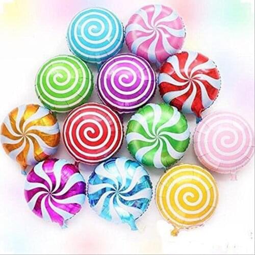 100pc/lot 18 Inch Colorful Candy Foil Balloon Round Lollipop Aluminum Helium Balloon Wedding Birthday Baby Party Decoration Ball