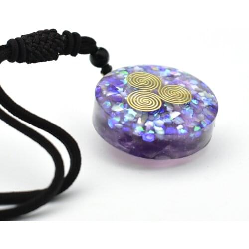 EMF Protection Sri Yantra Necklace Natural Crystal Orgone Pendant Jewelry