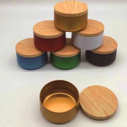 1PC Candle Jar Practical Portable Wooden Lid Elegant Cosmetic Pot Coffee Wood Cover Mini Storage Boxes Tea Jewelry Container Box