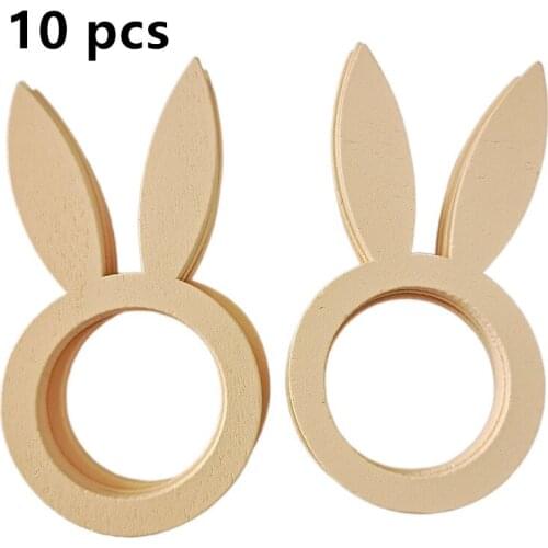 10 Pcs Environmental Protection Dyeing Lovely Rabbit Ear Wood Napkin Ring