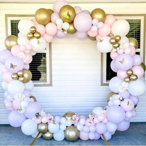 133pcs Macaron Pink Round Balloons Arch Garland Kit Chrome Gold Balloons For Wedding Birthday Baby Shower Party Decoration