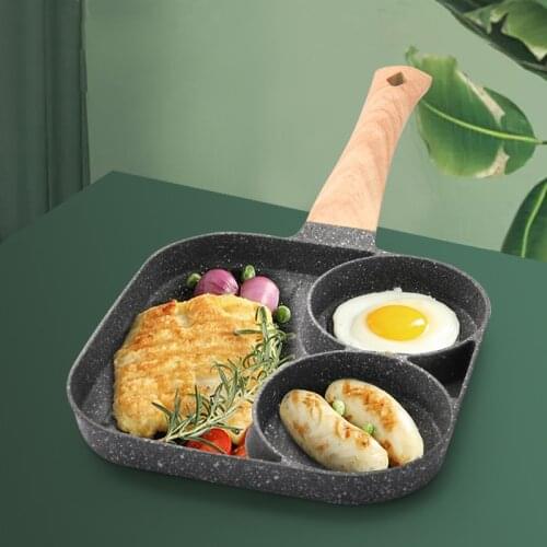 3In1 Frying Pot Pan Thickened Omelet Pan Non-stick Egg Pancake Steak Pan Cooking Four-hole Egg Ham Pans Breakfast Maker Cookware