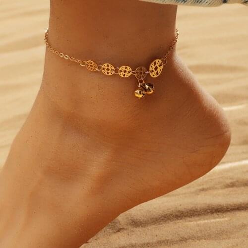 Bohemia Summer Hot Fashion Foot Jewelry Metal Bells Tassel Vintage Charm Coin Anklets Gift For Woman Beach Anklet