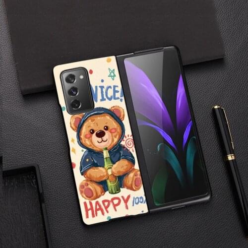 Cover for Samsung W21 5G W2021 Cartoon Bumper for Samsung Z Fold 2 5G F9160 Beer Bear Folding Phone Case for W21 Z Fold 2 5G