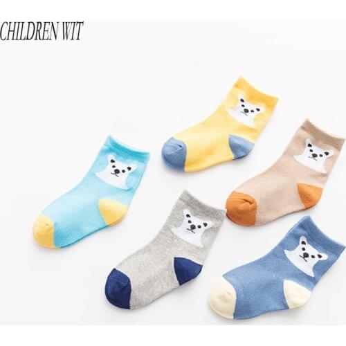 CHILDREN WIT 2017 Autumn & winter new children socks high quality cotton bear style boys socks girls socks 1-12 year 5 pairs
