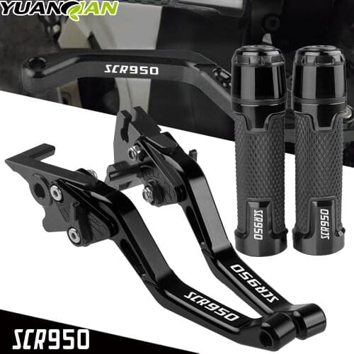 For YAMAHA SCR950 Logo SCR 950 2017-2018 Motorcycle Accessories Brake Handle Adjustable Brake Clutch Levers Handbar End Grips