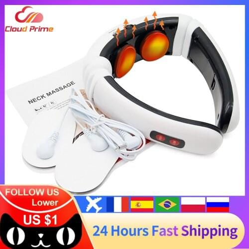 Rechargeable /Battery Electric Neck Massager& Pulse Back 6 Mode Power Control Infrared Pain Relief Neck Physiotherapy Instrument