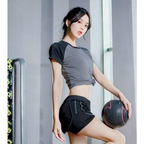 Yoga Crop Top Yoga Shorts Sports Running Clothes Womens Yoga Clothes Spring Summer Top Deportivo Mujer Camisetas