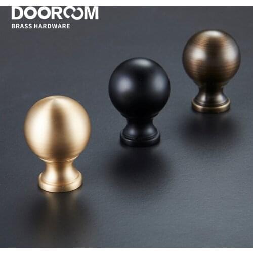 Dooroom Solid Brass Furniture Handles Round Chinese American Pastoral Wardrobe Dresser Cupboard Cabinet Door Drawer Pulls Knobs