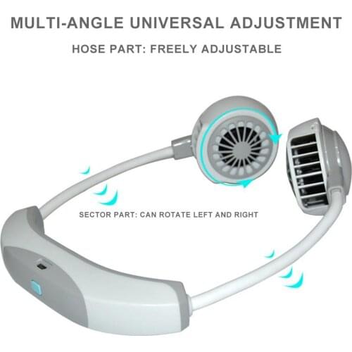 Neck Band Fan 3 Wind Speed Fan Mini USB Rechargeable Bladeless Neck Band Hanging LED Light Outdoor Portable Hanging Neck Fan