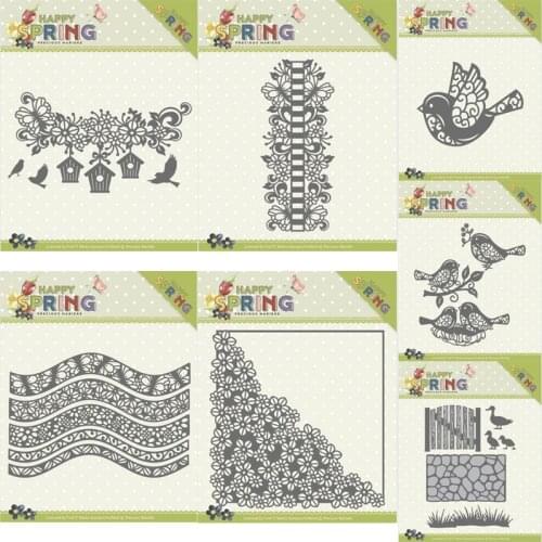 Mmao Crafts Metal Steel Cutting Dies New Spring bird flower edge Stencil For DIY Scrapbooking Paper/photo Cards Embossing Dies