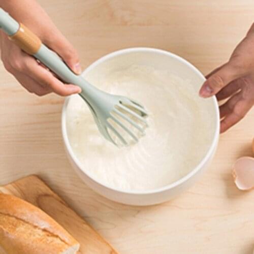 Multifunctional Whisk Food Clamp Whisk Household Baking Tools Dual-Purpose Claw Spoon Whisk Kitchen Accessories Green