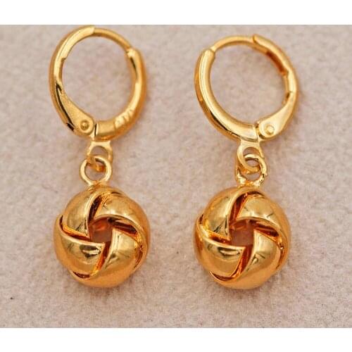 Trendy 18k Gold Copper Plated Dangle Drop Round Mini Earrings For Women Girls Fashion Jewelry Accessories Wedding Party Gift