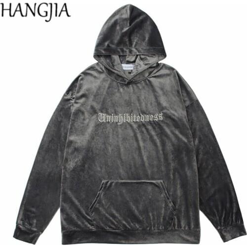 2021 Gray Black Golden Velvet Hooded Hoodie Men Urban Streetwear Fashionable Embroidery Velour Hoodies Sweatshirts Women Hip Hop