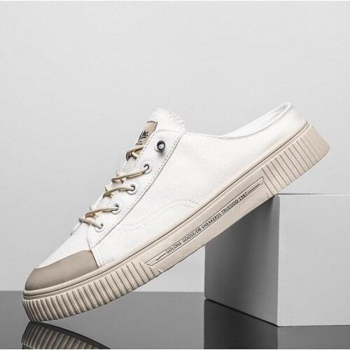 Mens Casual Shoes Breathable Casual Canvas Half Support Comfortable and Soft Youth Trend Shoes Mens Fashion Sneakers