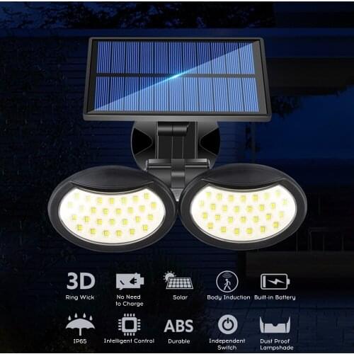 Double Head Solar Wall Lamp Motion Detection Light Three Lighting Modes Outdoor IP65 Waterproof Solar Light Garden Yard Lighting
