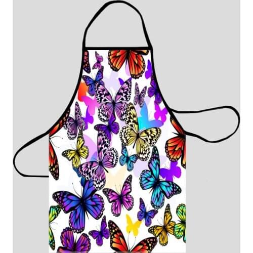 New Arrival Butterfly Art Apron Kitchen Aprons For Women Oxford Fabric Cleaning Pinafore Home Cooking Accessories Apron