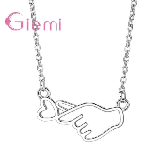 New Arrival Heart Hand Shape Pendant 925 Sterling Silver Necklace 18" Chain For Young Girls Trendy Birthday Gift