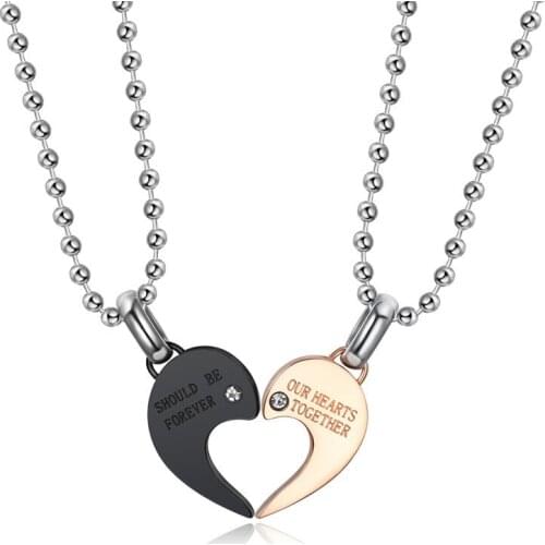 Heart Pendant Necklace OUR HEARTS TOGETHER Unique Jewelry Gifts Charms Couple Necklaces for Women Girl