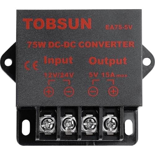 DC 12V 24V to DC 5V 15A 75W Converter Transformer Step Down Buck Module Voltage Regulator Reducer Power Supply for LED Solar TV