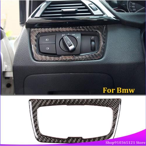 For Bmw 3 4 Series 2013-2019 Headlight Switch Frame, Real Carbon Fiber (Soft) Car Interior Modification Parts