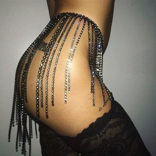 Luxury Sexy Women Tassel Crystal Body Chain Waist Skirt Chains Rhinestone Belly Waist Chain Statement Body Jewelry Night Club